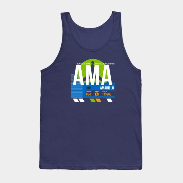 Amarillo (AMA) Airport // Retro Sunset Baggage Tag Tank Top by Now Boarding